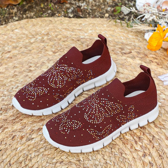 Damen Sportliche Slip-Ons mit funkelnden Verzierungen R&B