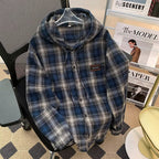 Damen Karo-Hemdjacke mit Kapuze