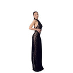 Damen Elegantes Spitzenkleid mit hohem Kragen und seitlichem Schlitz R&B
