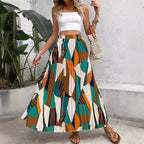 Damen Plissierter Maxirock mit geometrischem Muster