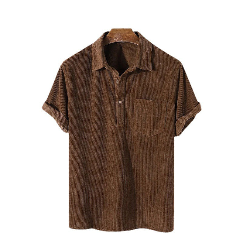Herren Kurzarm Poloshirt aus gestreiftem Stoff mit Knopfleiste und Brusttasche R&B