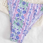 Damen Bandeau-Bikini mit floralem Design und verspielten Rüschen R&B