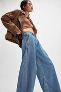 Damen Weite Jeans mit hohen Taschen