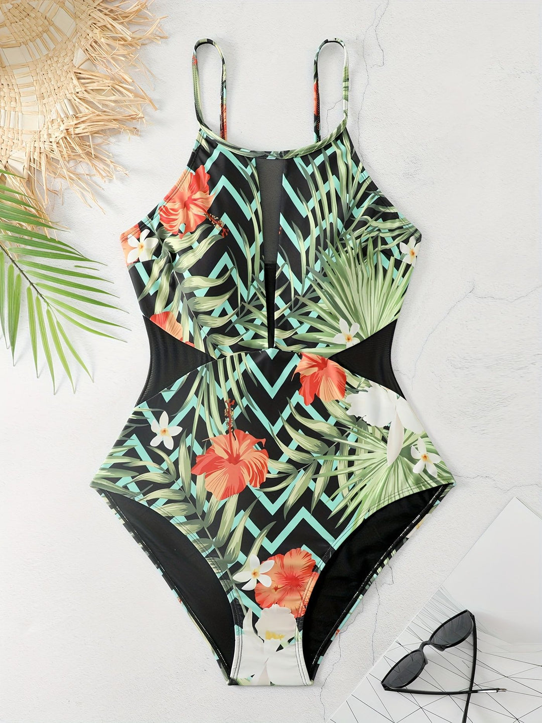 Damen Sportlicher Einteiler Badeanzug R&B