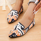 Damen elegante Ballerinas mit modischem Knotendesign und floralem Muster R&B