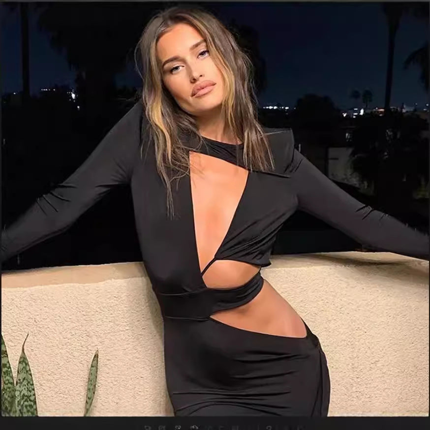 Damen figurbetontes Cocktailkleid mit innovativen Cut-Out-Details R&B