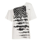 Damen Oversized T-Shirt mit asymmetrischem Schnitt und grafischem Sterneprint R&B