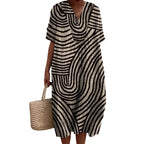 Damen Tunika-Kleid mit lässigem Streifenmuster und weit geschnittenem Design R&B