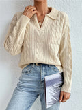 Damen Grobstrickpullover mit V-Ausschnitt und soften Struktur R&B