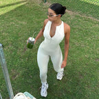Damen Sportlicher einteiliger Bodysuit mit hohem Kragen und Reißverschluss R&B