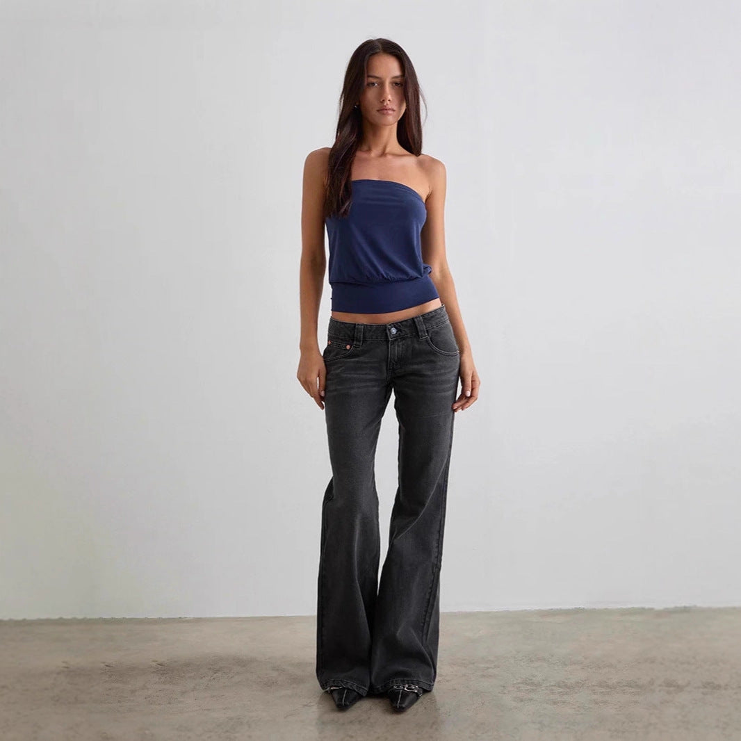Damen bootcut Jeanshose mit hohem Bund und modischem Schnitt R&B