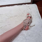 Damen Elegante High Heel Sandalen mit filigranem Design und Strassverzierungen R&B