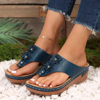 Damen komfortable Zehentrenner-Sandalen mit modischen Blumendetails und anatomischem Fußbett R&B