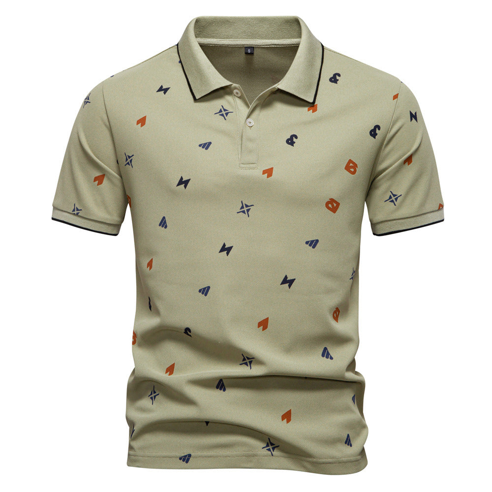 Herren Kurzarm Poloshirt mit hochwertigem Allover-Muster