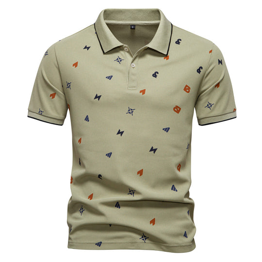 Herren Kurzarm Poloshirt mit hochwertigem Allover-Muster R&B