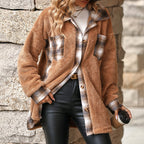 R&B | Fleecejacke mit Karodetails Knopfverschluss Warm und Lässiger Stil