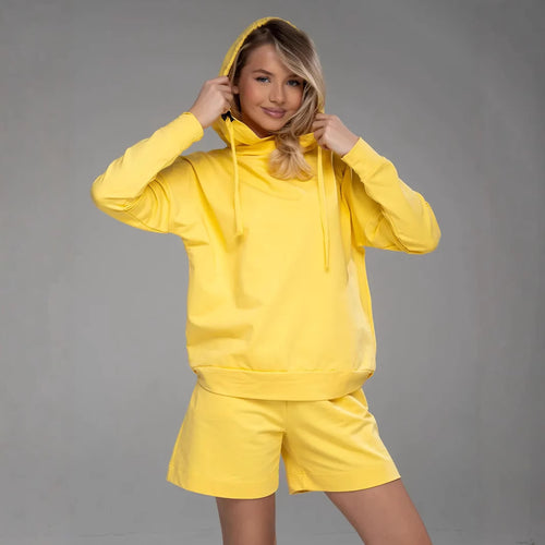 Damen lässiges Oversized Hoodie und Shorts Set R&B