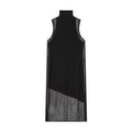 Damen Langarm Kleid aus transparentem Mesh-Material mit Stehkragen R&B