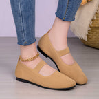 Damen Flexibele Strick Ballerinas mit verstellbarem Riemen R&B