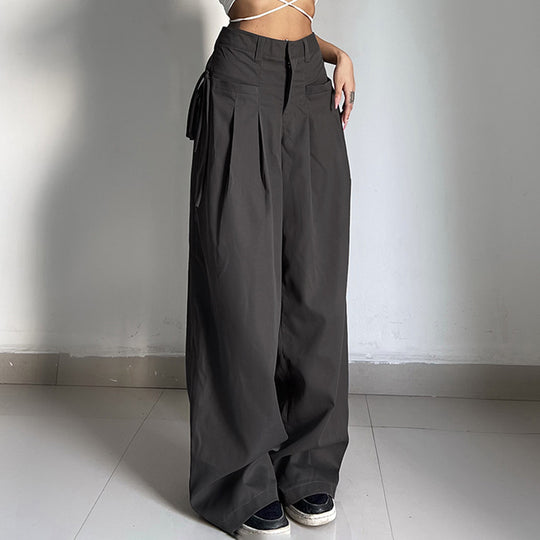 Damen Weite Plissee-Hose mit seitlichen Taschen und eleganter Bundführung R&B
