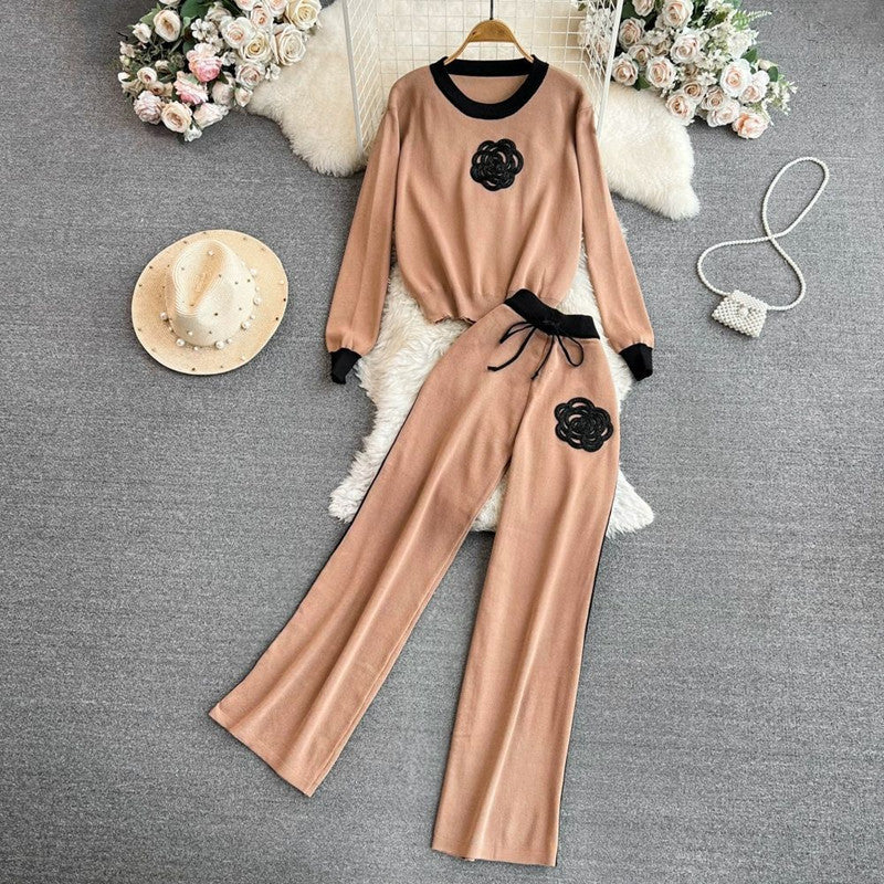 Damen elegantes und komfortables Freizeit-Set mit floralem Design R&B