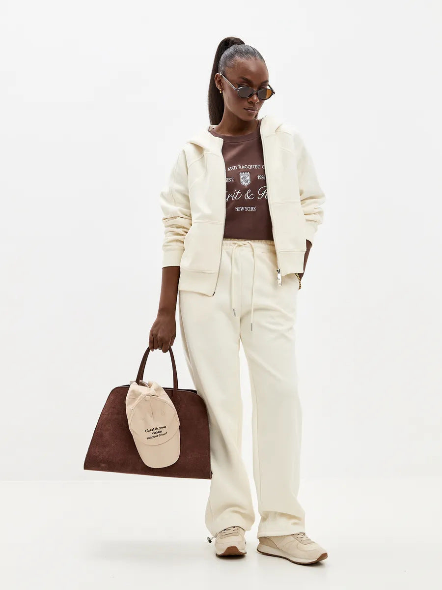 Damen komfortables Set aus Hoodie und Jogginghose mit Reißverschluss R&B