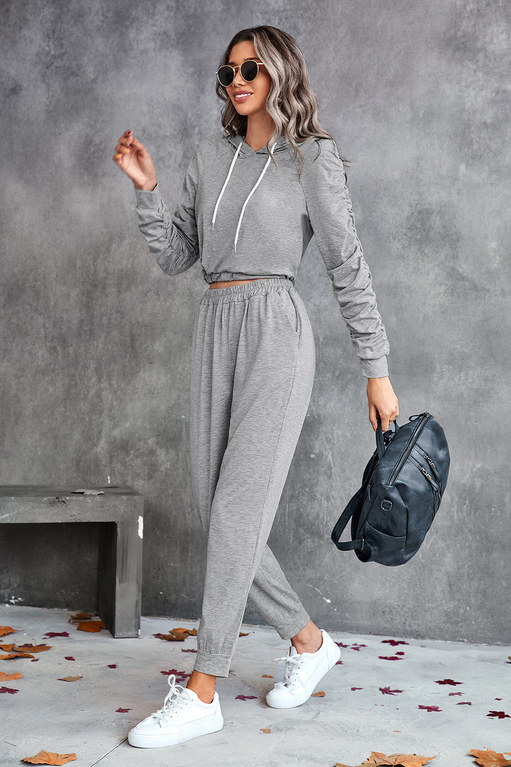 Damen bequemer Hoodie-Overall mit praktischen Taschen und elastischem Taillenzug R&B