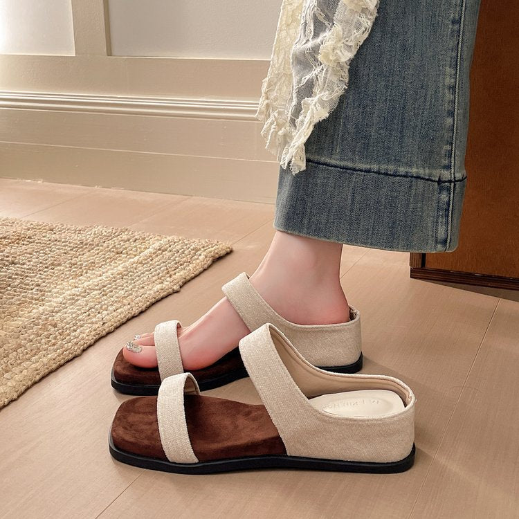 Damen elegante diagonale Riemensandalen mit komfortablem Fußbett R&B