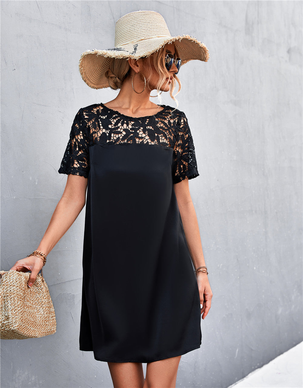 Damen Kleid mit Spitzenärmel R&B