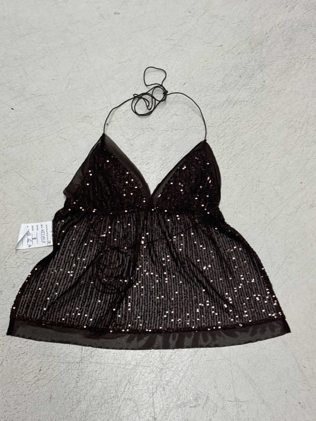 Damen schickes Top mit funkelnden Pailletten und verstellbarem Träger R&B