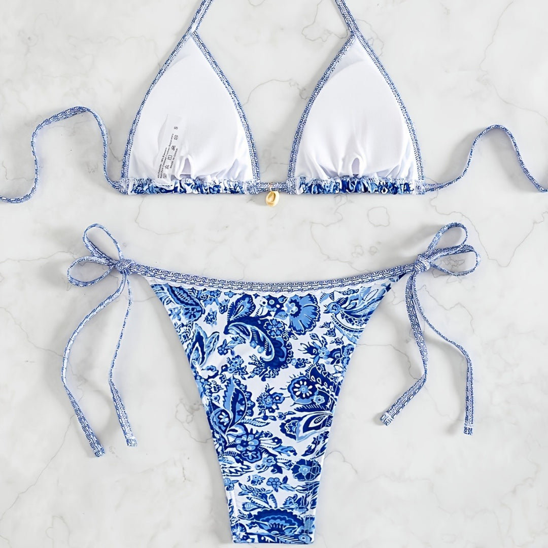 Damen Triangel-Bikini mit floralen Mustern R&B