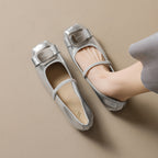 Damen elegante Ballerinas mit modischer Schleife und komfortablem Riemen