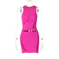 Damen Sportliches Crop-Top und Rock Set R&B