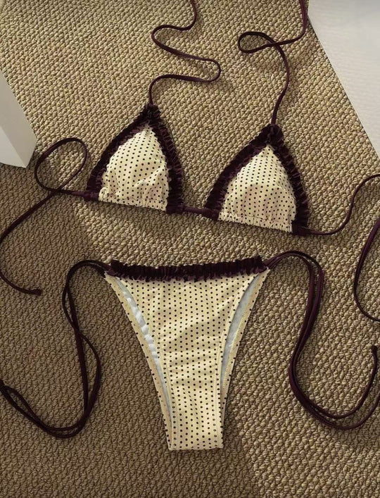 Damen Bikini-Set mit verspieltem Karomuster und charmanten Rüschendetails R&B