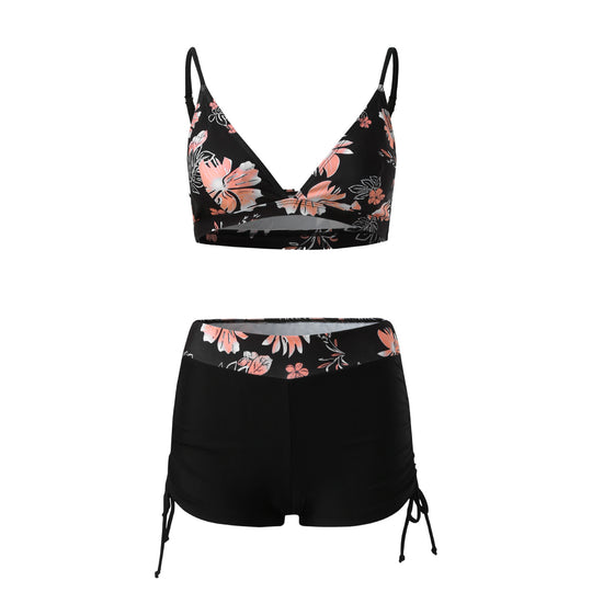Damen Bikini-Set mit modischem Oberteil und hoch geschnittenen Shorts R&B