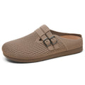 Damen nan gestrickter Clog-Mule mit doppelter Metallschnalle, atmungsaktivem 3D-Strickoberteil und ergonomischem Memory-Fußbett R&B