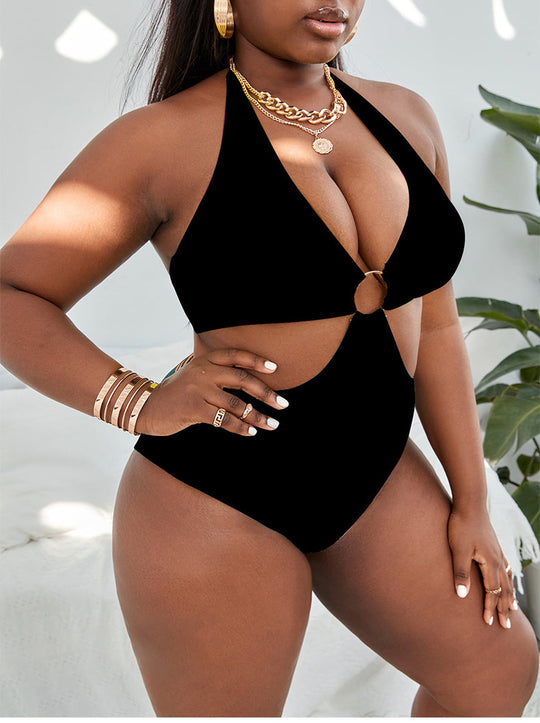 Damen Hochgeschlossenes Cut-Out Badeoberteil R&B