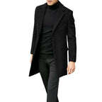 Herren eleganter Wollmantel mit klassischem Revers und verdeckten Knöpfen R&B