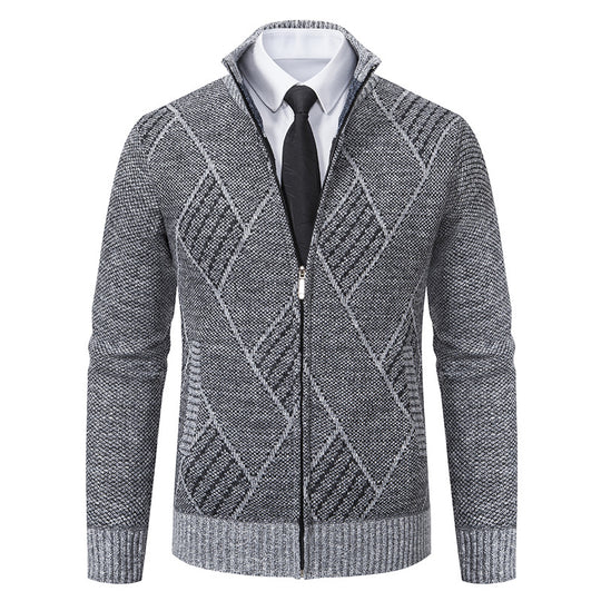 Herren Strickjacke mit modernem Muster und schmalem Schnitt R&B