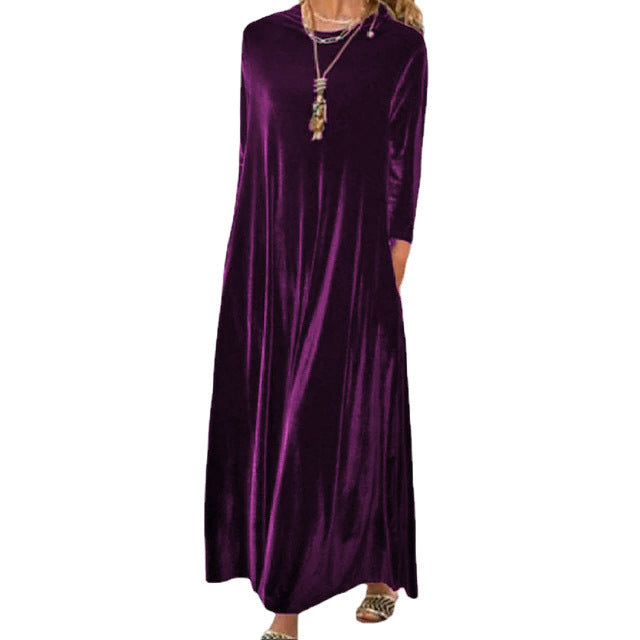 Damen Maxikleid mit elegantem Schnitt und Taschen R&B