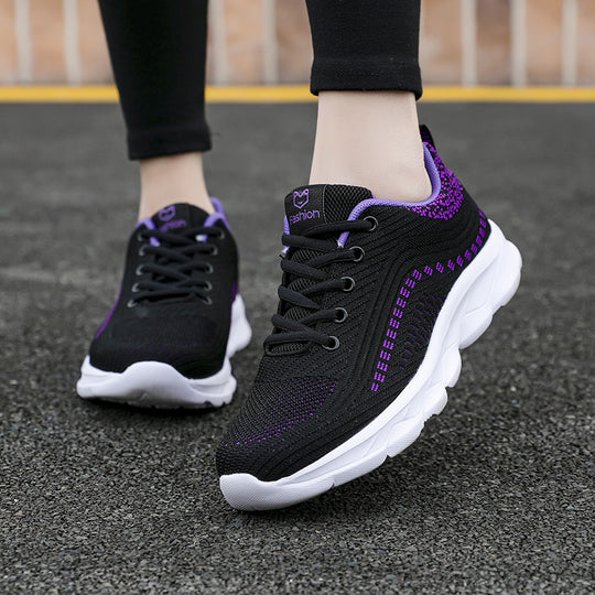 Damen nan ultraleichter Komfort-Gehsneaker für Alltag und Freizeit mit nahtlosem Strickobermaterial, reaktionsfreudiger Luftkissen-Zwischensohle und gepolstertem Fersenkragen R&B