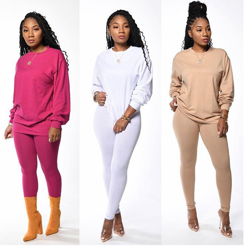 Damen Langarm Schlafanzug Set mit elastischen Hosen R&B