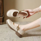 Damen Mary Jane Ballerinas mit elegantem Riemen und bequemem Fußbett R&B