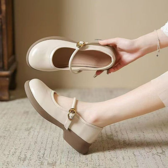 Damen Mary Jane Ballerinas mit elegantem Riemen und bequemem Fußbett R&B