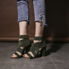 Damen Sandalen mit eleganten Riemen und Blockabsatz R&B