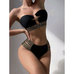 Damen Bandeau-Bikini mit goldenen Akzenten und hohem Taillenschnitt R&B