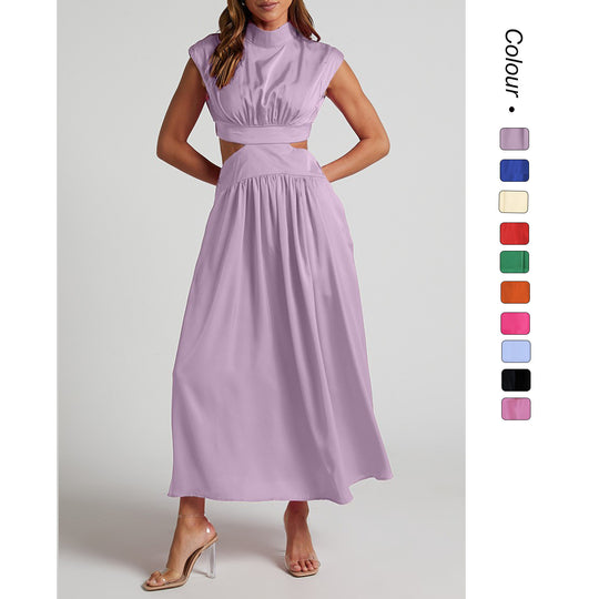 Damen Maxikleid mit kreativem Schnitt und tailliertem Design R&B