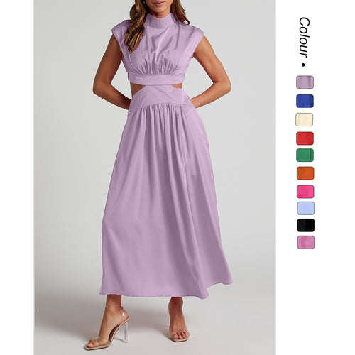 Damen Maxikleid mit kreativem Schnitt und tailliertem Design R&B