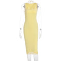 Damen Elegantes Langarm-Kleid mit Spitzenbordüre R&B