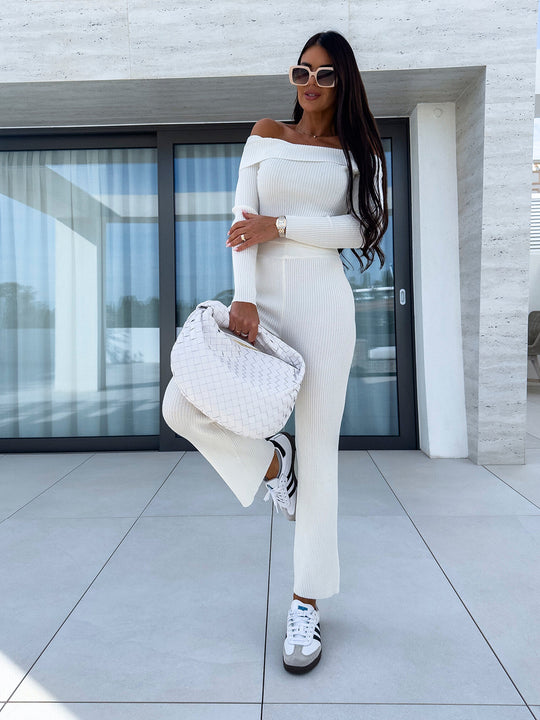 Damen elegantes Jumpsuit mit off-shoulder Design und langem Bein R&B